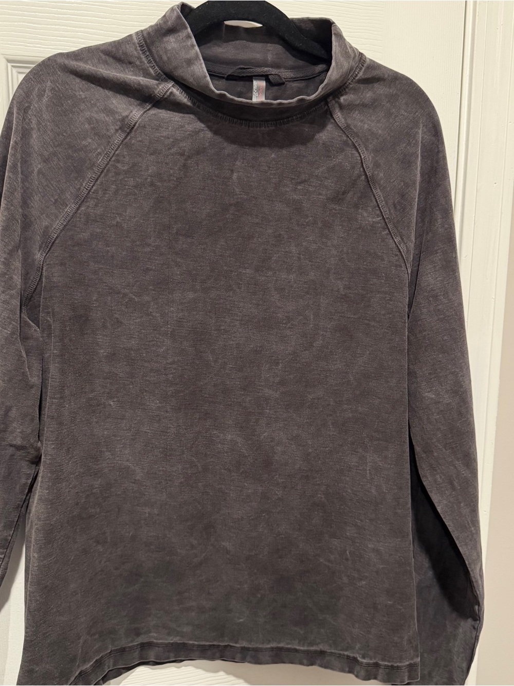 FP Movement Free People Washed Black Mock Neck Oversized Long Sleeve Top Large